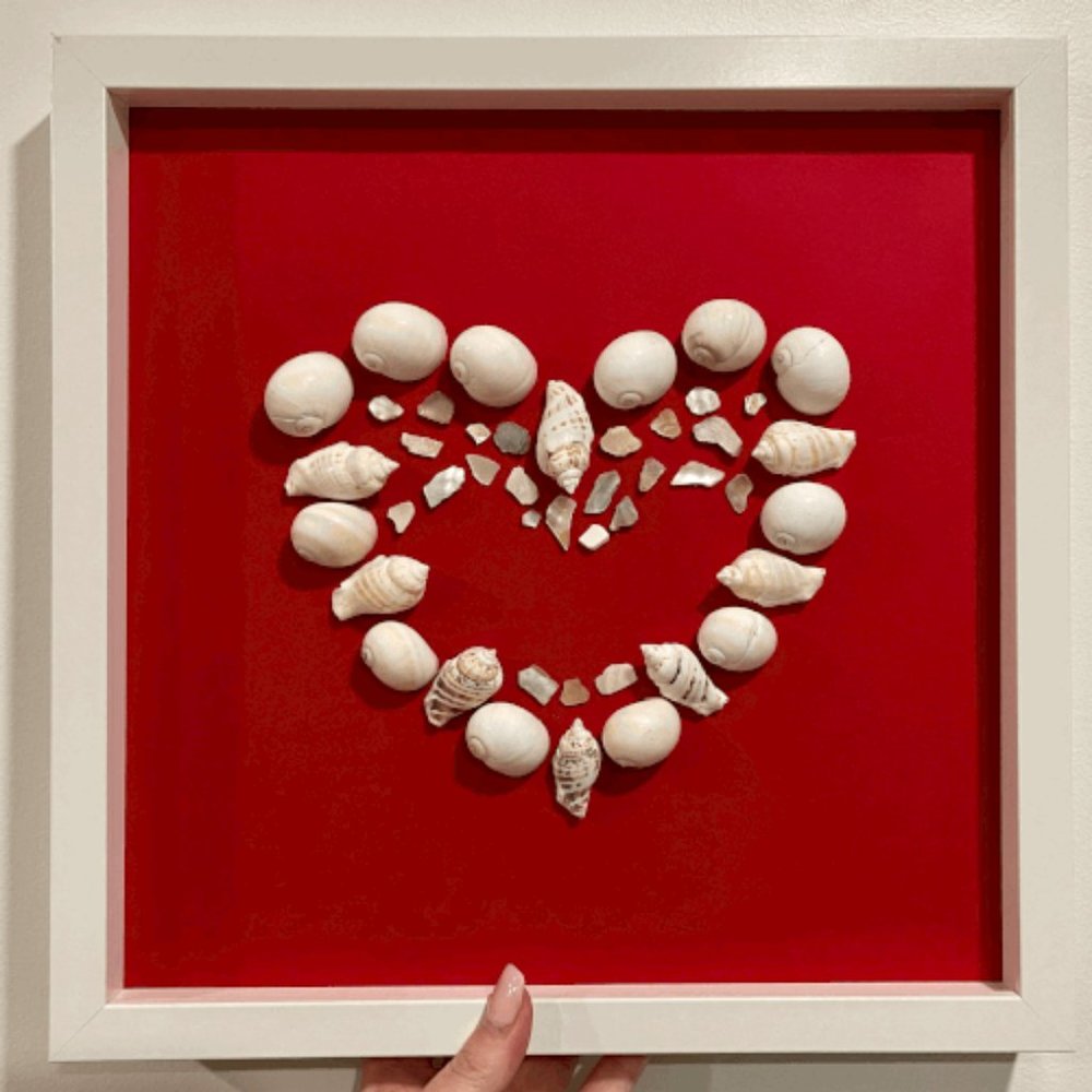 Seashell Shadowbox - Red Heart